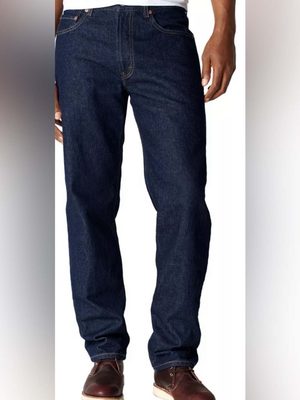 NWT Levi's 550-Men’s Dark Blue Relaxed Fit Jeans with Tan Stitching 38x30 New - Picture 6 of 7